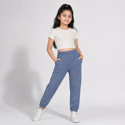 Girls' Cotton Joggers - Navy