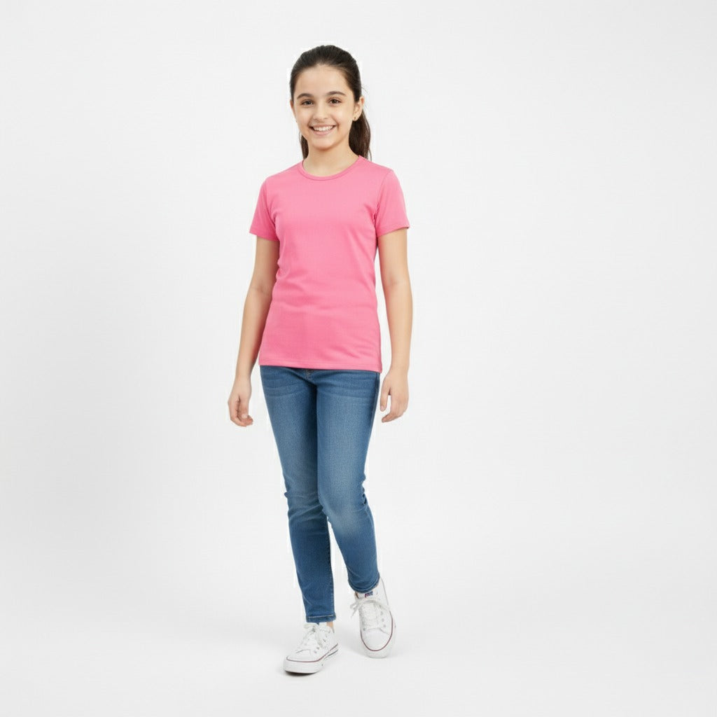 Girls Short Sleeve Tshirt Pack of 1_Pink