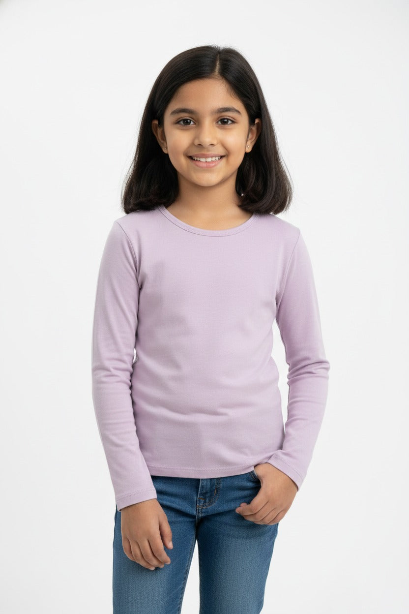 Girls Full Sleeve Tshirt Pack of 1_Lavender