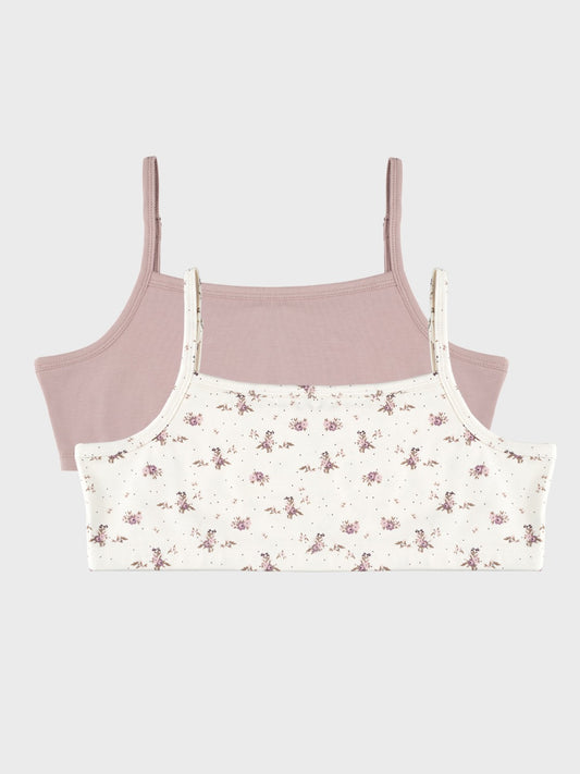 Beginners Bra - Floral All Over Print and Solid Color Combo Pack Of 2
