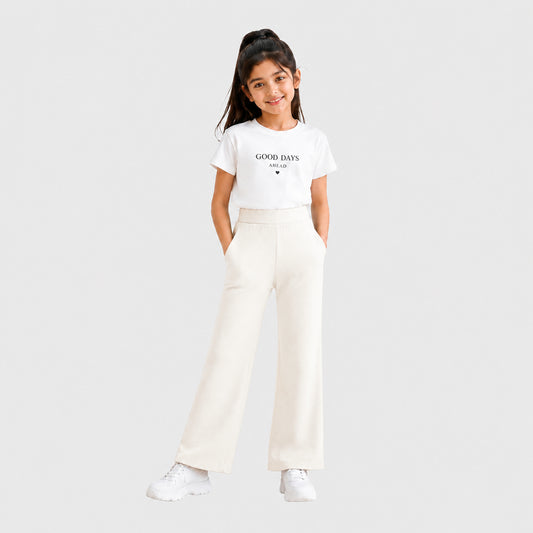 Premium Cotton Flare Pants for Girls – Pack 1 (Gardenia Color)