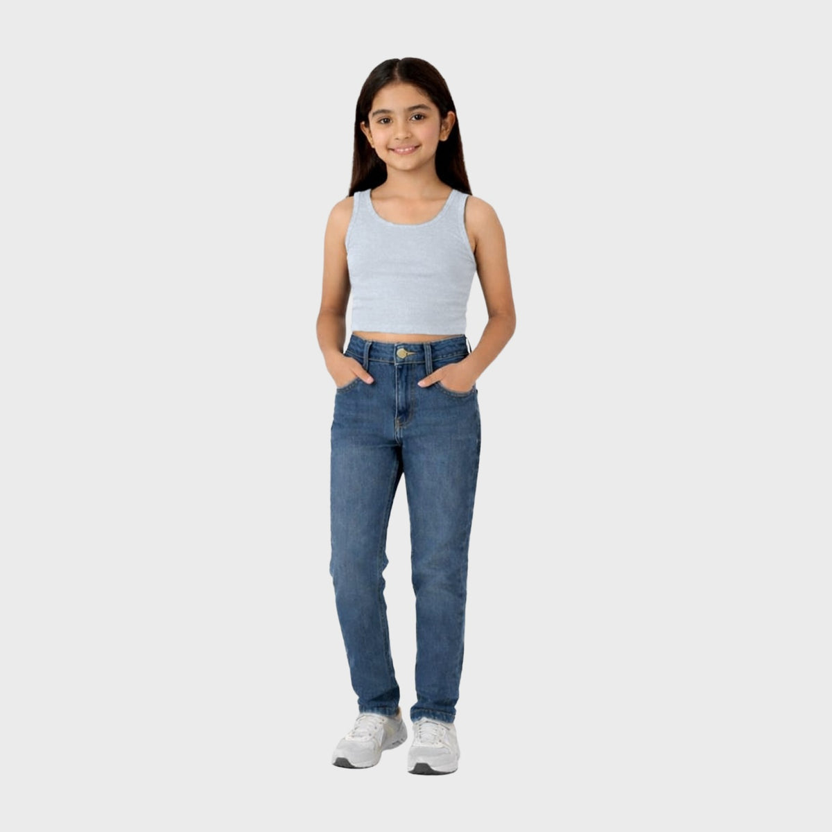 Girls' Cotton Crop Tank Top - Black