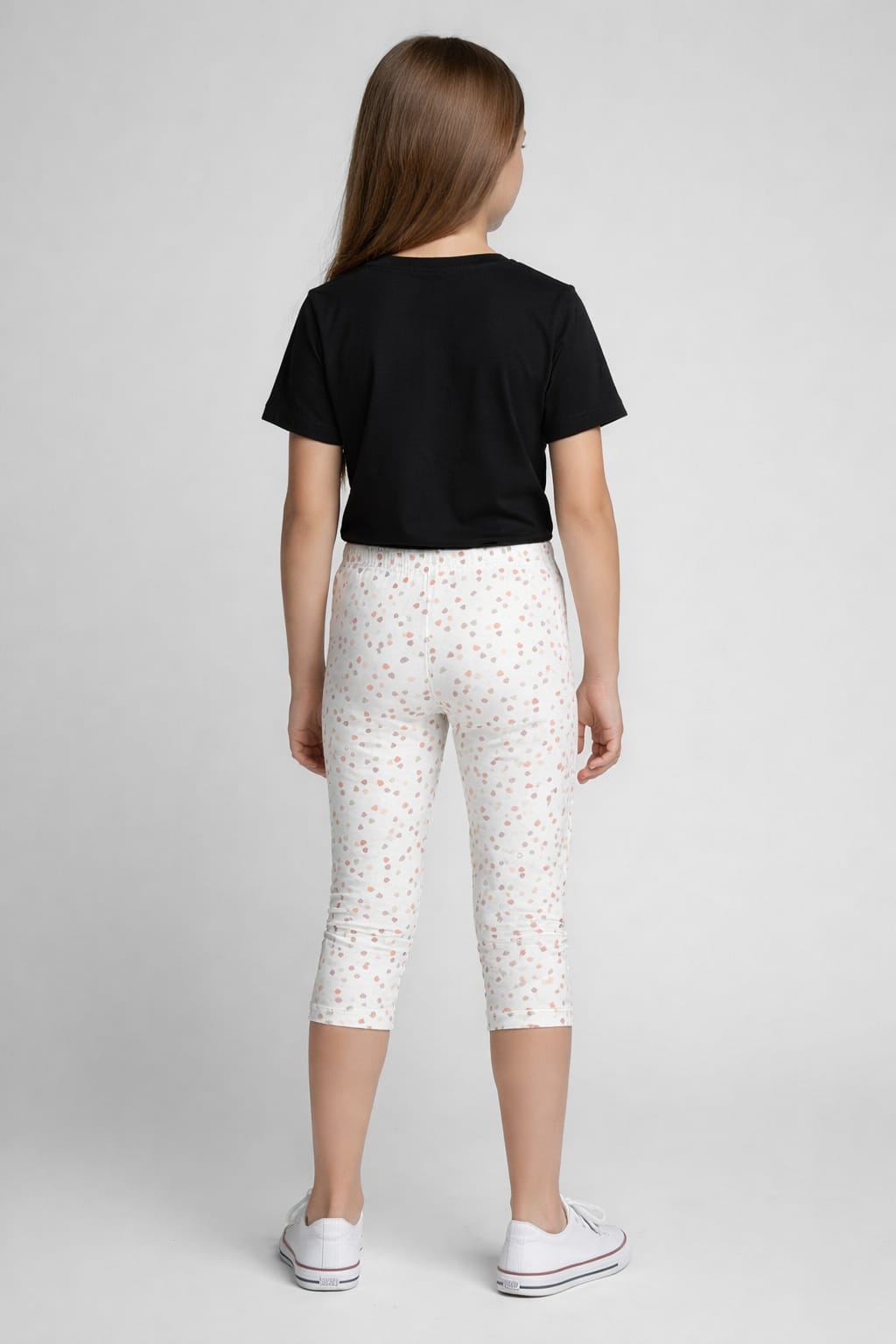 Girls' 3/4 Cotton Leggings - Heart Allover print (Pack of 1)
