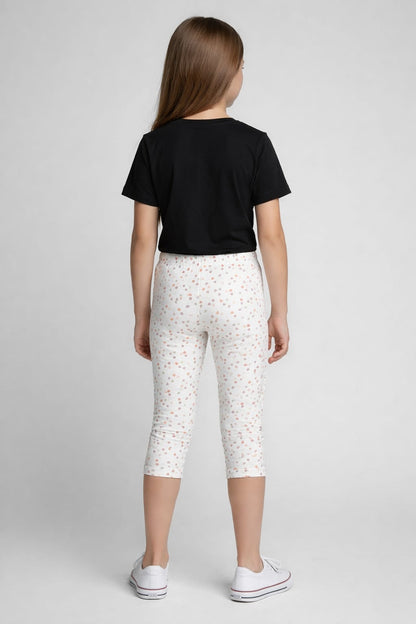 Girls' 3/4 Cotton Leggings - Heart Allover print (Pack of 1)