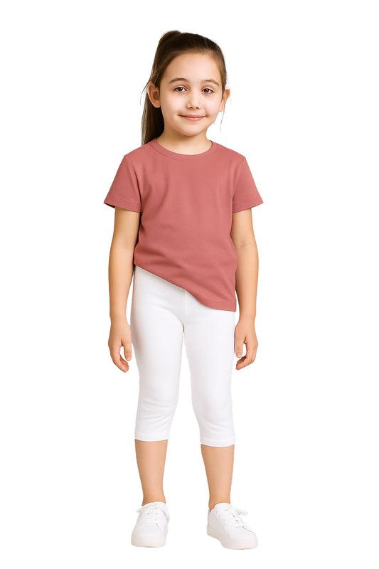 Girls' 3/4 th Legings Pack Of 1_White