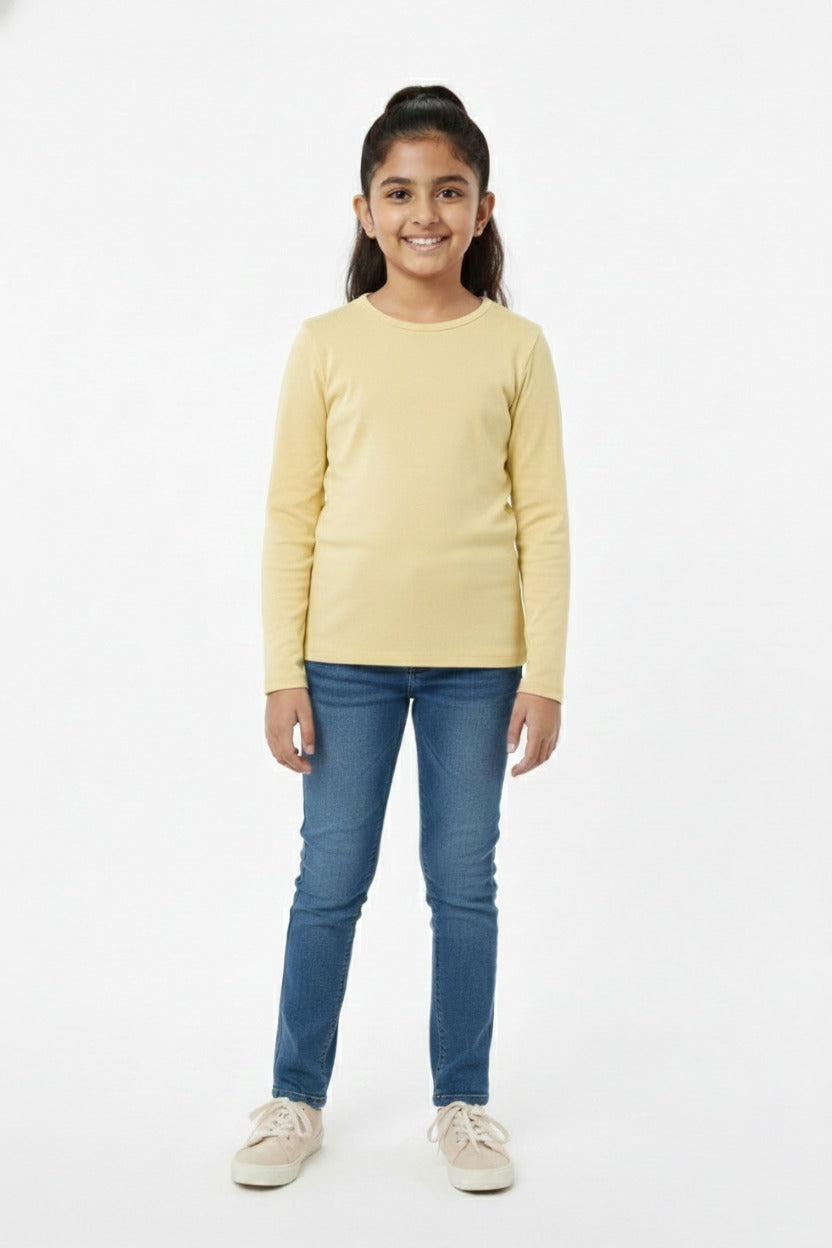 Girls Full Sleeve Tshirt Pack of 1_Lime Yellow