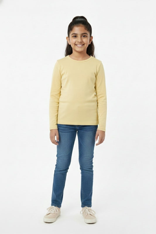 Girls Full Sleeve Tshirt Pack of 1_Lime Yellow