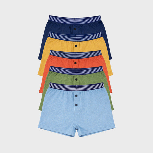 Boys Cotton Boxer Pack of 5 – Multicolor Striped Waistband Comfort Fit Boxers