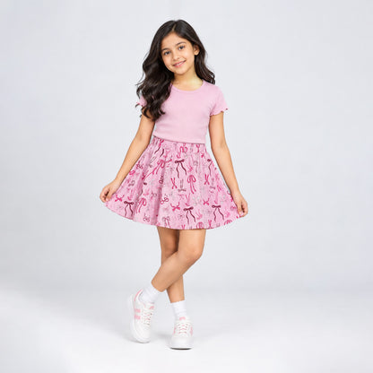 Girls' Cotton Skirt With Shorts - Printed