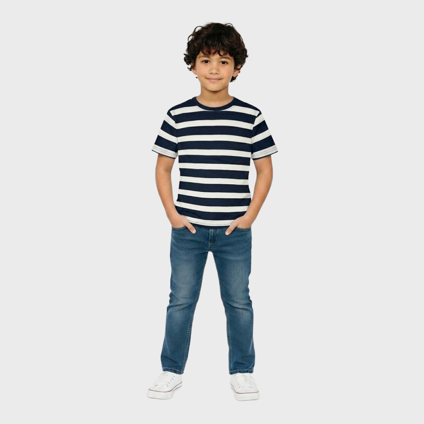 Boys' Cotton Striped T-Shirt - Short Sleeve  (Pack of 1)
