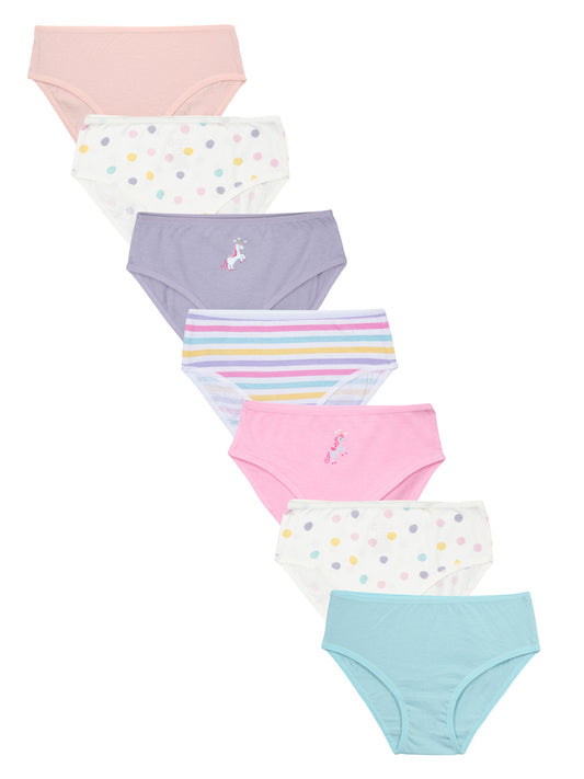 Girls Brief _Polka dot & Stripes All Over Print Pack of 7.