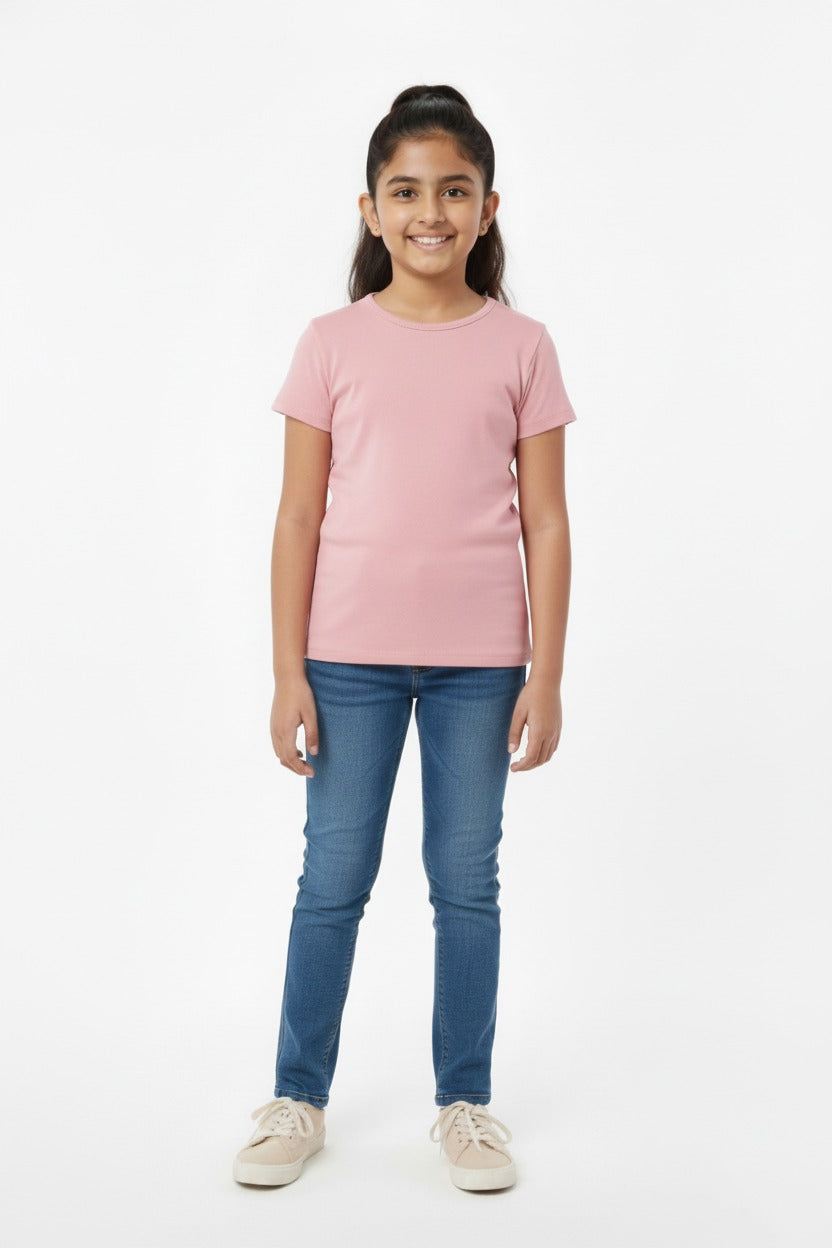 Girls Short Sleeve Tshirt Pack of 1_Rose Dust