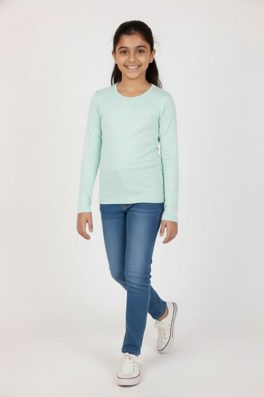 Girls Full Sleeve Tshirt Pack of 1_Aqua