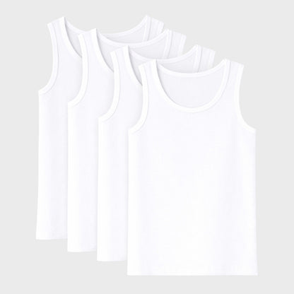 Girls' Cotton Tank Top - White (Pack of 4)