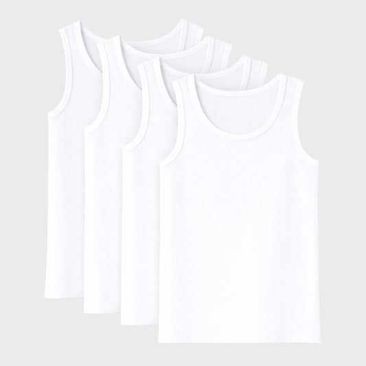 Girls' Cotton Tank Top - White (Pack of 4)