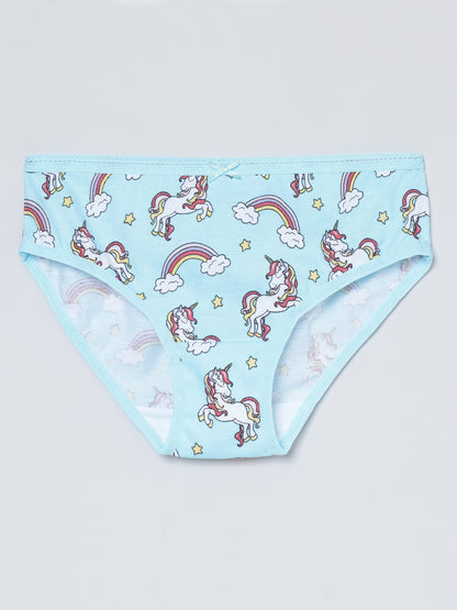Girls Brief - Unicorn All Over Print & Solid Multicolor Brief Pack of 6.