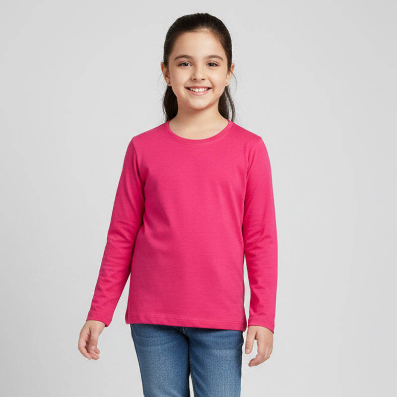 Girls Full Sleeve Tshirt Pack of 1_Dark Pink