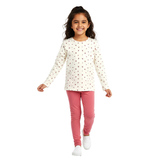 Girls Full Sleeve Tshirt Floral All Over Print Pack of 1