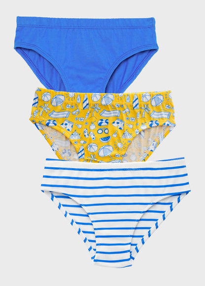 Boys Brief - All Over Print ,Stripes  & Solid Color Combo Pack Of 3