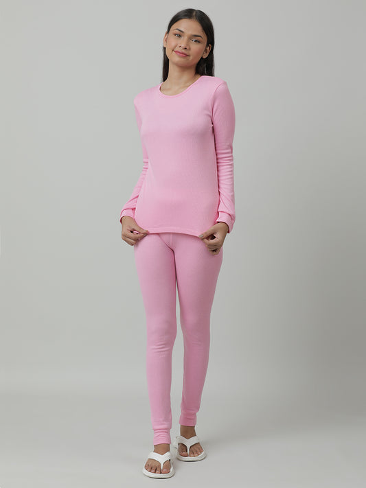 Unisex Thermal Full Sleeve Vest  & Pant Set  _Pink.
