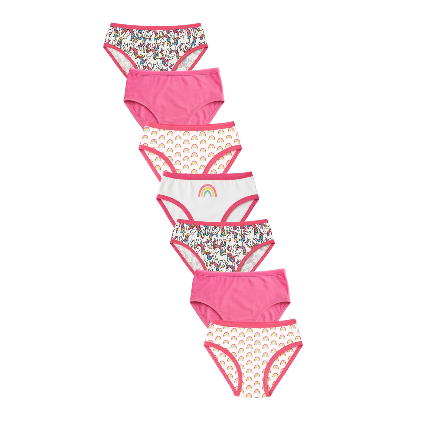 Girls Brief - Rainbow All Over Print Pack Of 7