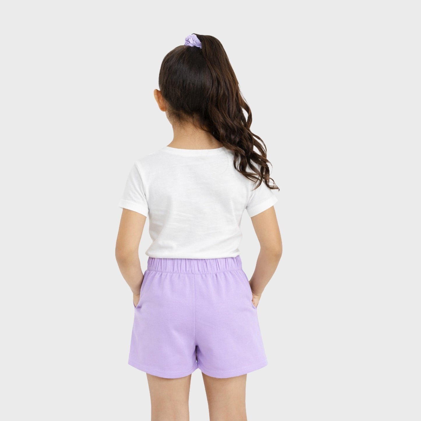 CharmnCherish Kids' Solid Lavender Cotton Shorts with Elastic Waistband Soft Comfortable Casual Shorts for Kids (Copy) - front view
