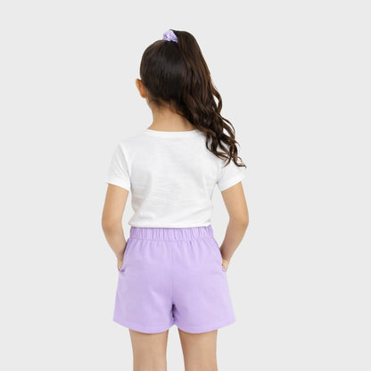 CharmnCherish Kids' Solid Lavender Cotton Shorts with Elastic Waistband Soft Comfortable Casual Shorts for Kids (Copy) - front view