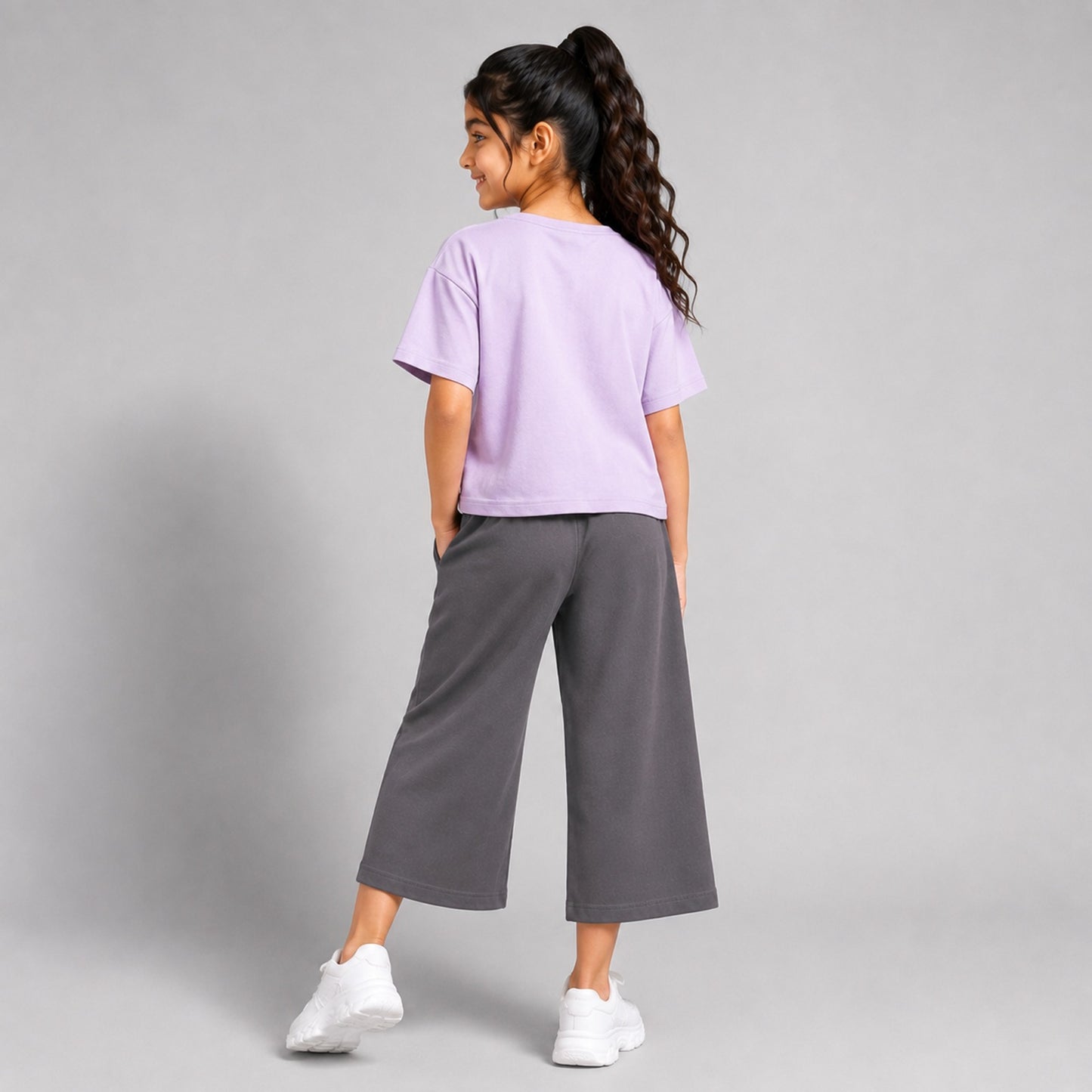 Charm N cherish Girls Premium Cotton Flare Pant – Pack 1 (Grey Color)