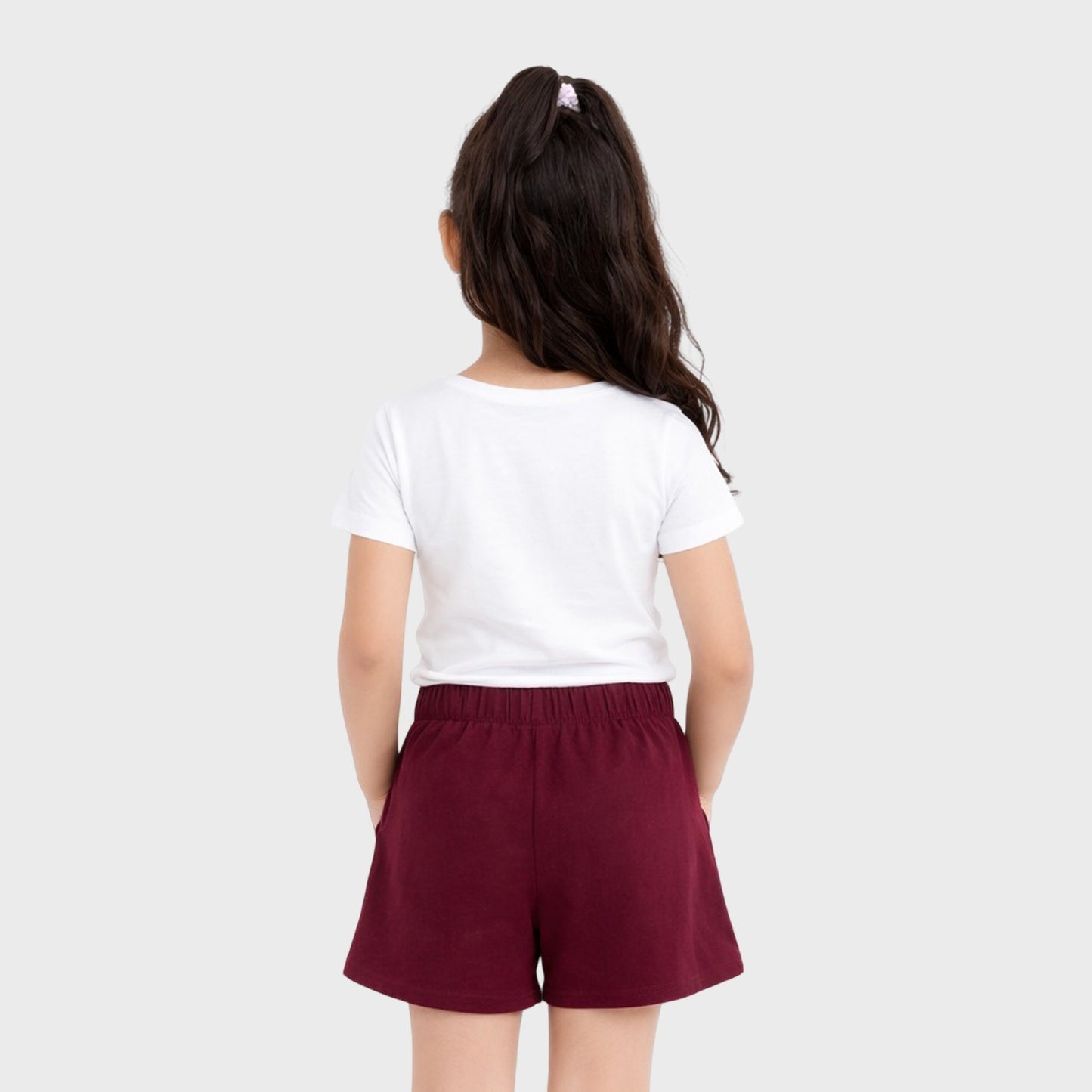 CharmnCherish Kids' Solid Maroon Cotton Shorts with Elastic Waistband Soft Comfortable Casual Shorts for Kids - front view
