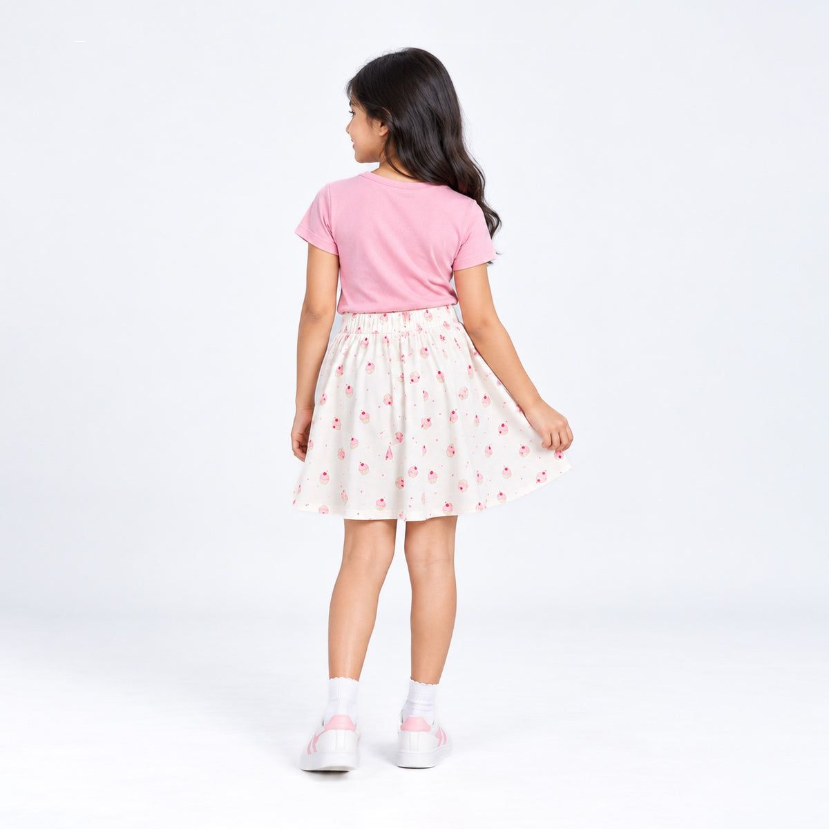 Girls' Cotton Skirt With Shorts - Printed