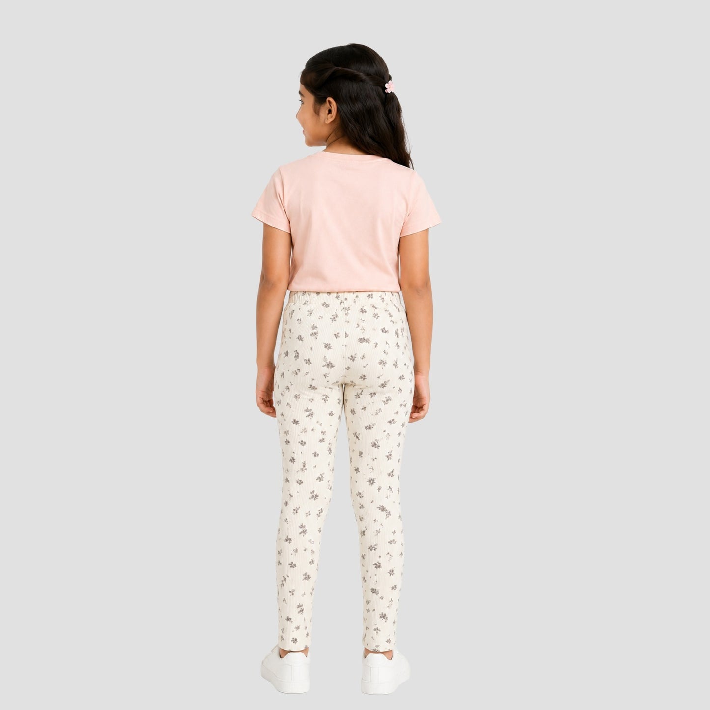Charm N Cherish Premium Girls Ribbed Floral Leggings Pack of 1