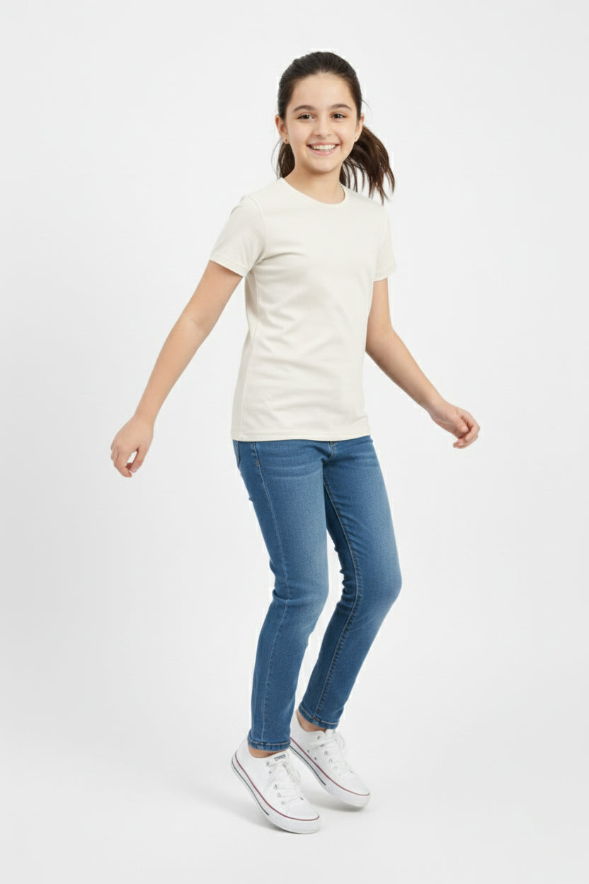 Girls Short Sleeve Tshirt Pack of 1_Off White