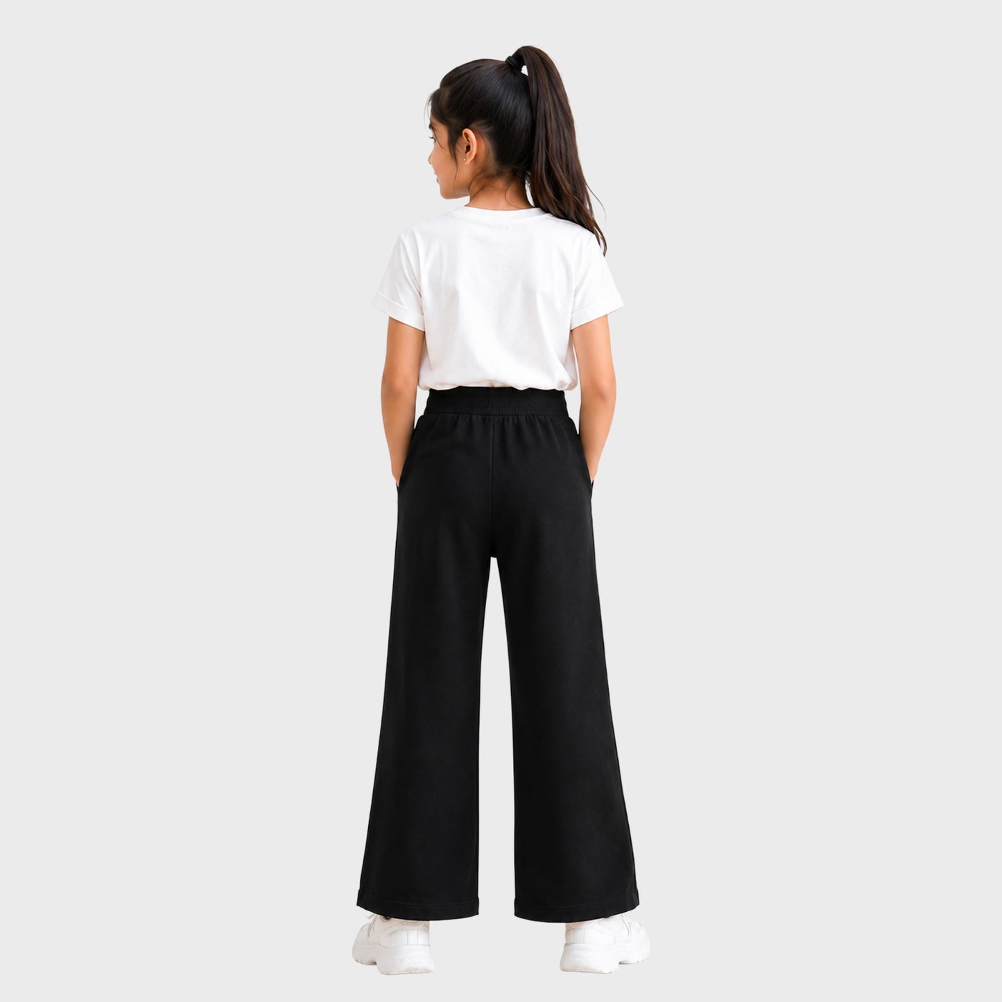 Premium Cotton Flare Joggers for Girls – Pack 1 (Black Color)