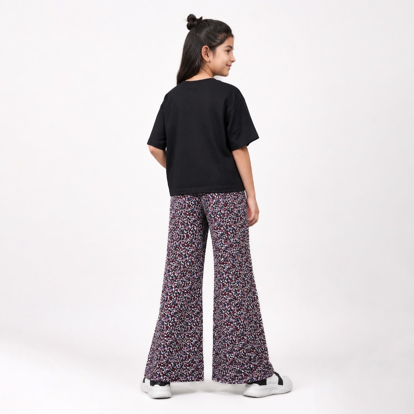 Girls' Cotton Flare Pants Wine Color