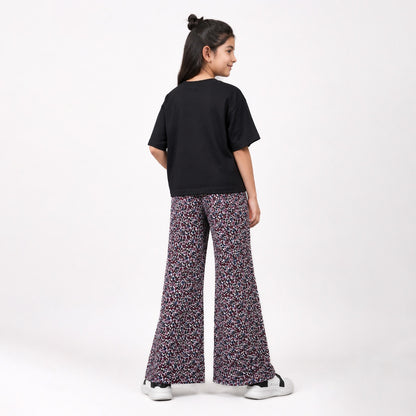 Girls' Cotton Flare Pants Wine Color