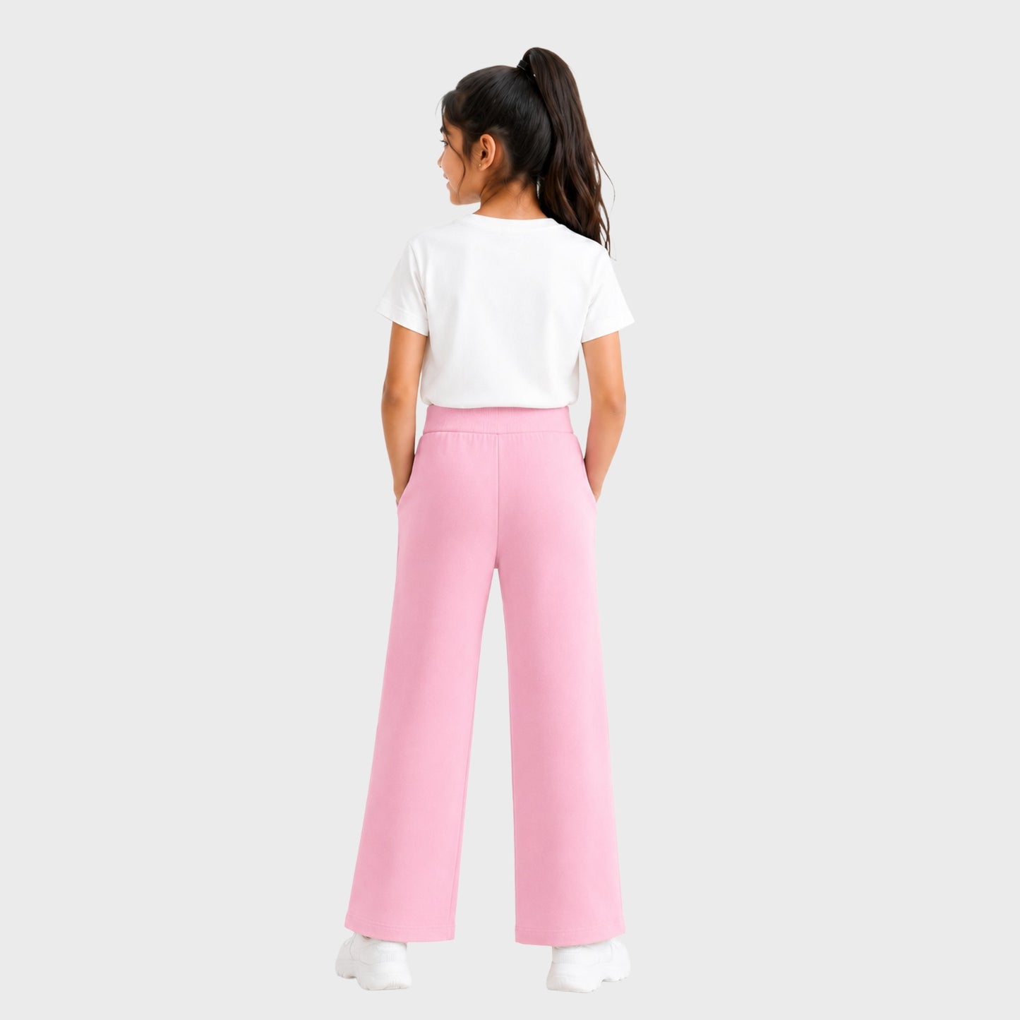 Premium Cotton Flare Joggers for Girls – Pack 1 (Pink Color)