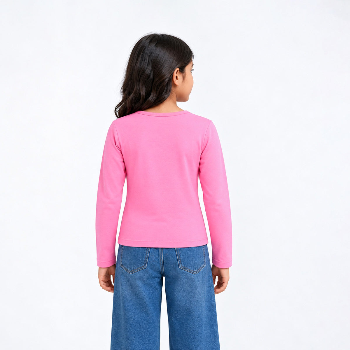 Girls' Full Sleeve T-Shirt - Pink Sparkle Heart