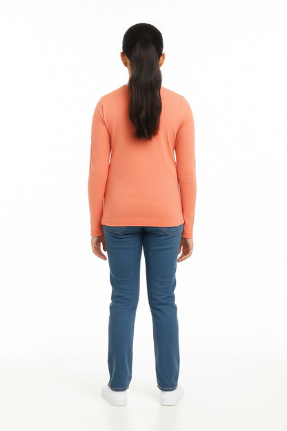 Girls Full Sleeve Tshirt Pack of 1_Coral