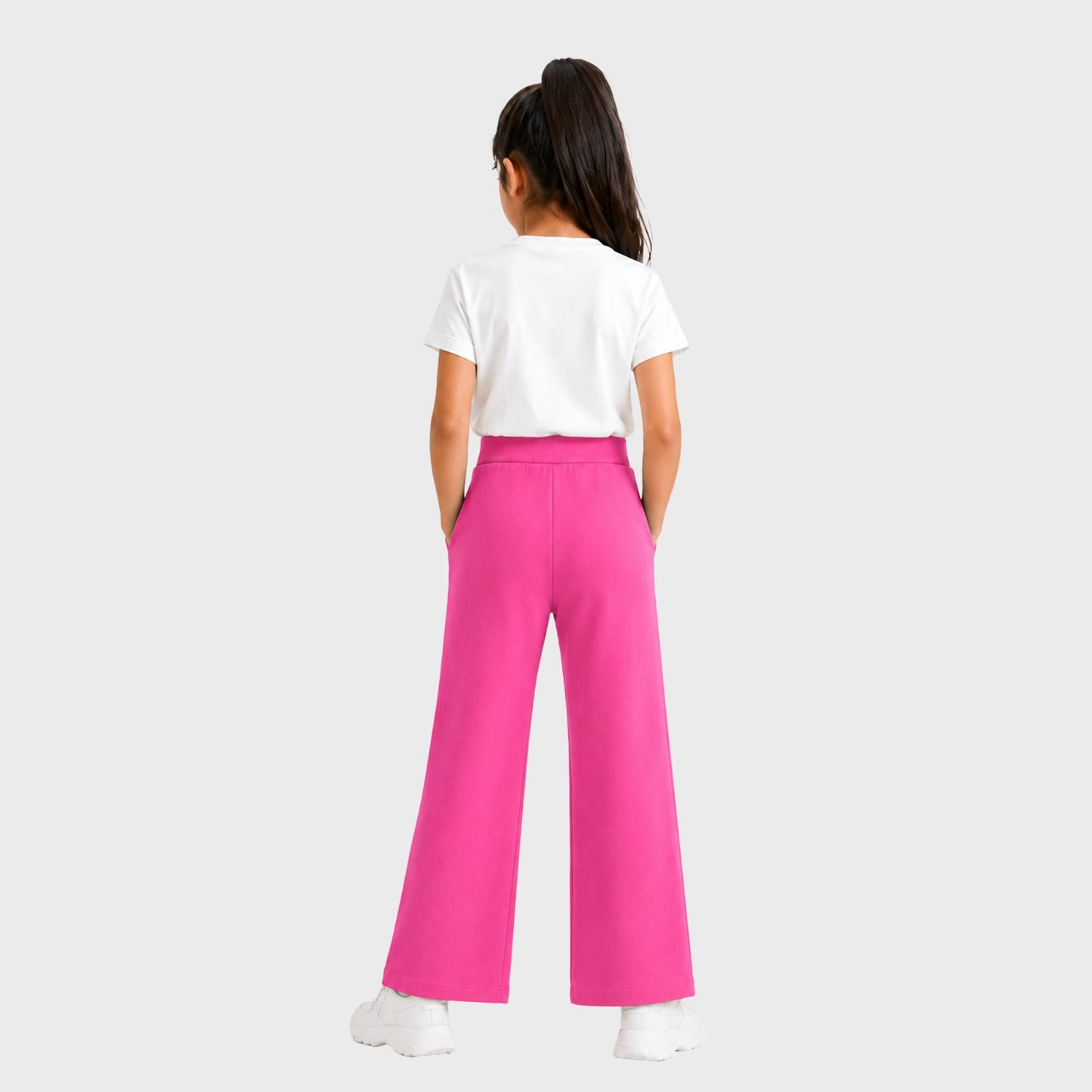 Premium Cotton Flare Joggers for Girls – Pack 1 (Pink Color)