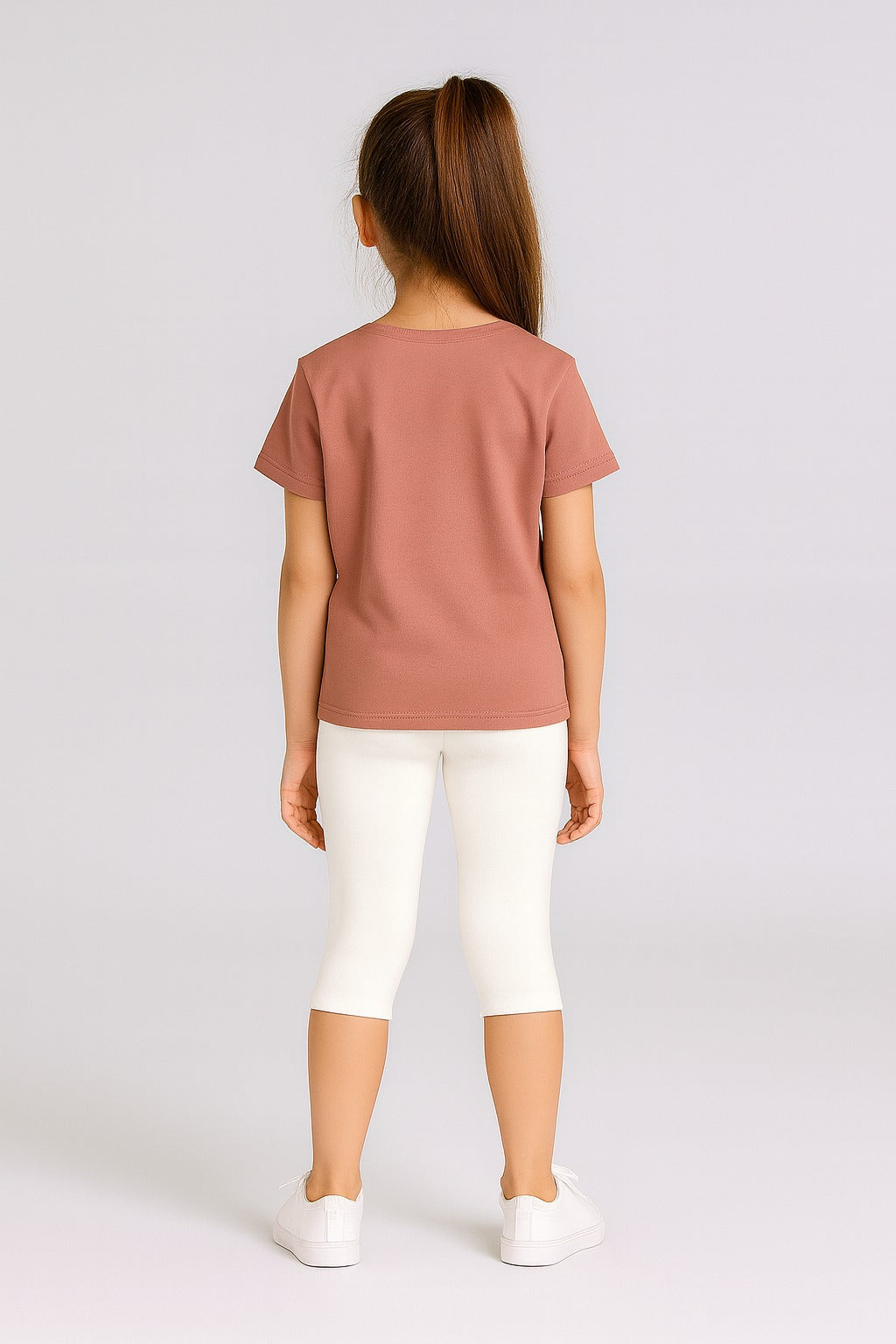 Girls' 3/4th Cotton Leggings - Off White (Pack of 1)