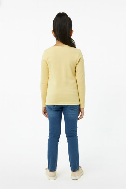 Girls Full Sleeve Tshirt Pack of 1_Lime Yellow