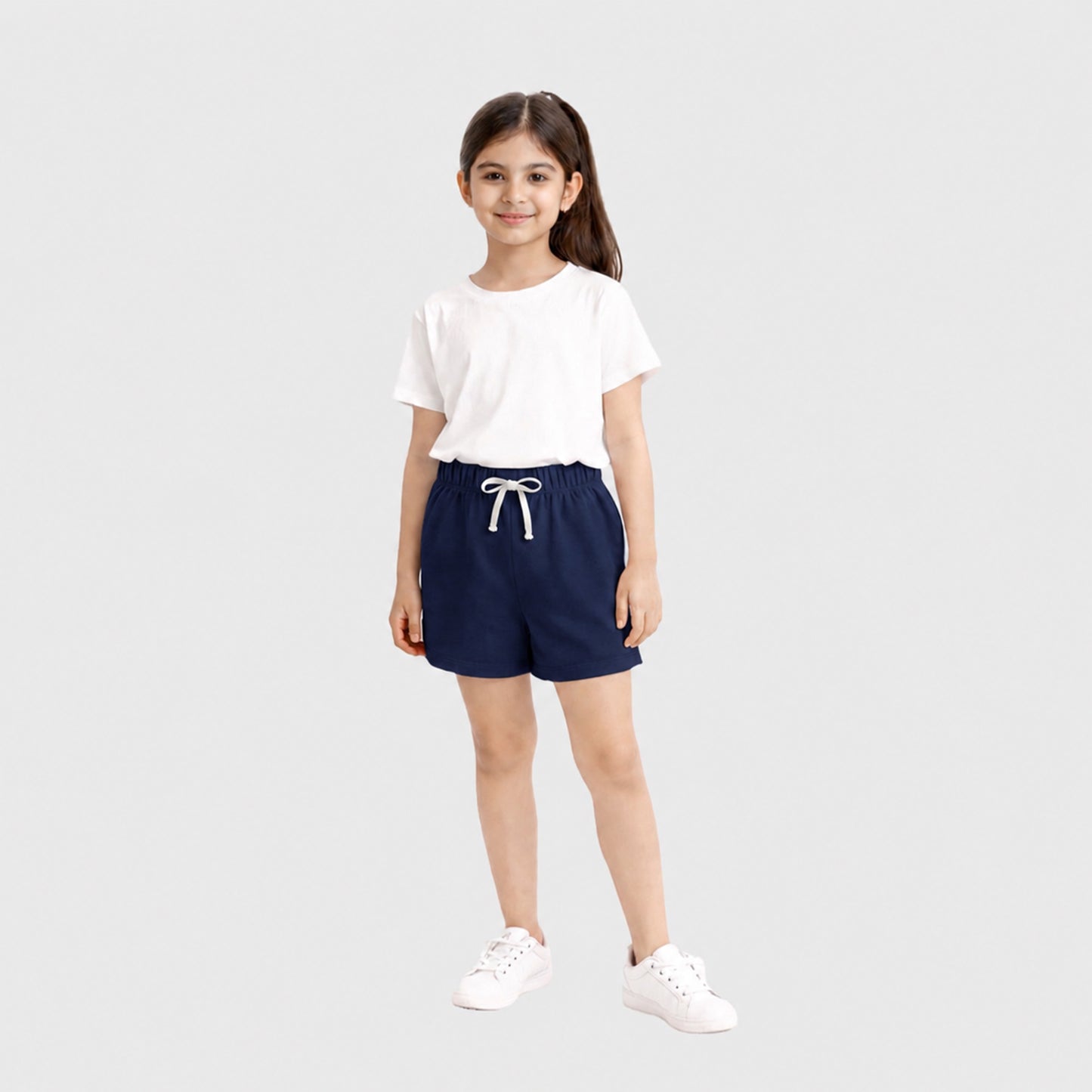 Charm N Cherish Girls Regular Fit Plain Navy Blue Cotton Shorts