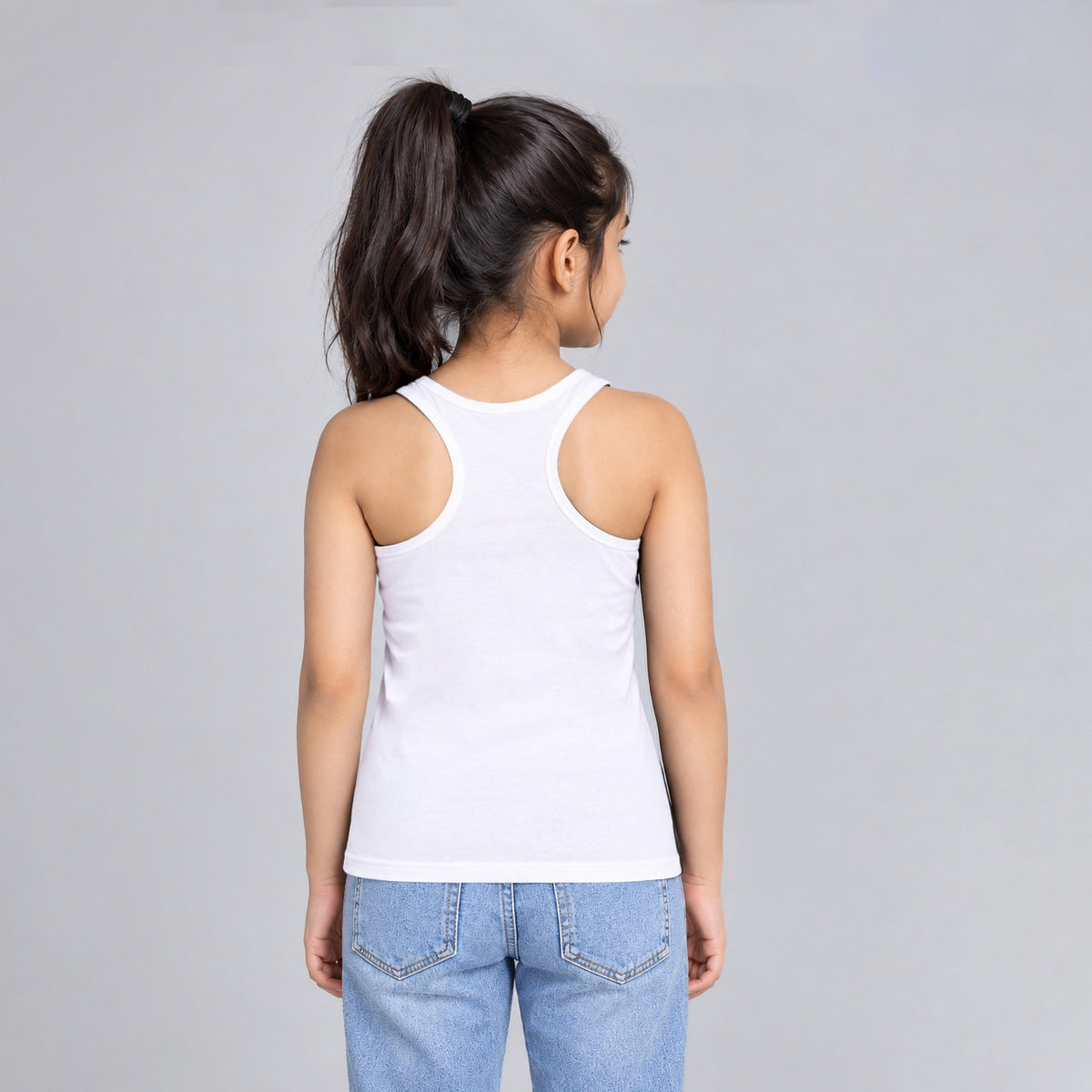 Girls' Racer Tank Top - White
