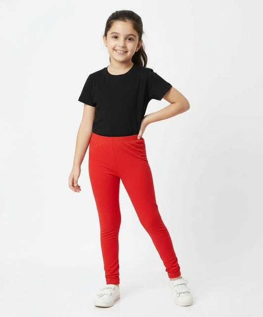 Girls Leggings  Solid Red Color Pack Of 1