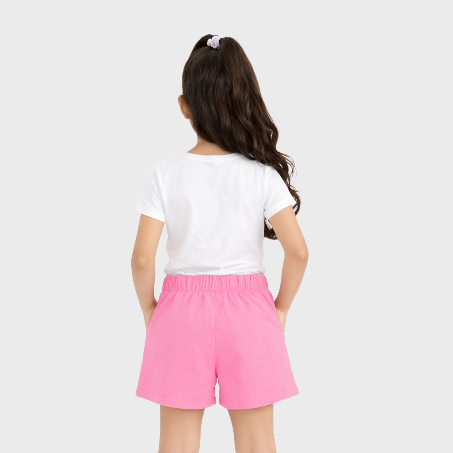 Charm N Cherish Girls Cotton Casual Shorts Solid Pink Regular Fit Shorts (Pack of 1)