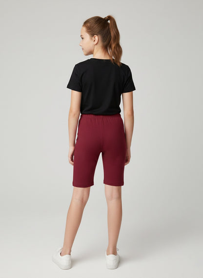 Charm N Cherish Girls Cotton Shorties - Pack of 2 (Maroon & Black)
