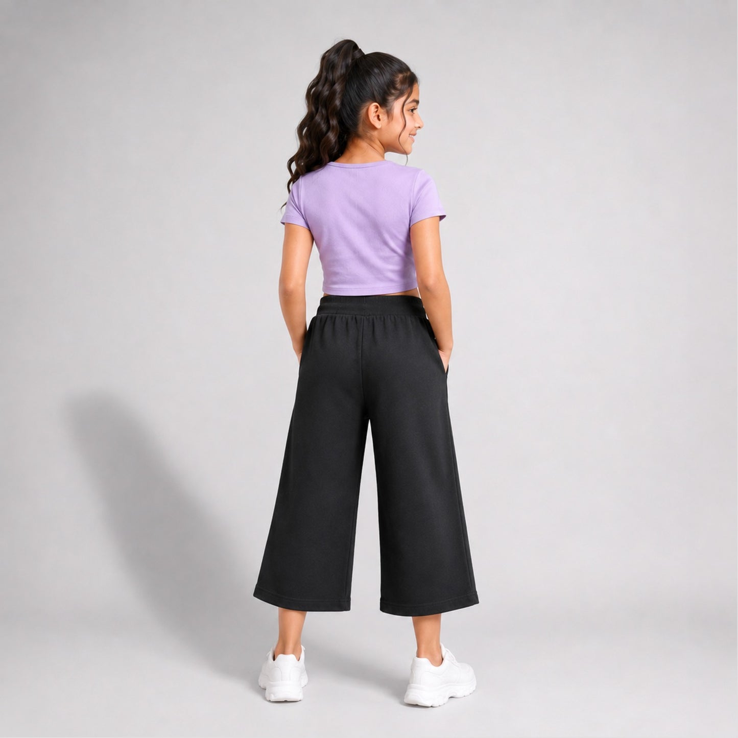 Charm N cherish Girls Premium Cotton Flare Pants – Pack 1 (Black Color)