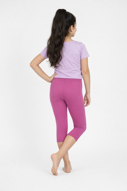 Girls 3/4 Leggings  Pack of 1_Maroon