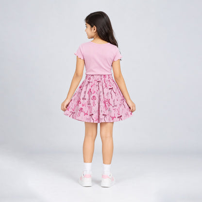 Girls' Cotton Skirt With Shorts - Printed