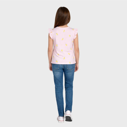 Girls Cotton Frill T-Shirt - Pink (Pack of 1)